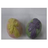 Handmade E. Smith Glass Easter Bunny Figurines with Basket & Pink Glass Dish Handmade E. Smith Glass Easter Bunny Figurines with Basket & Pink Glass Dish