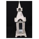 Church Lantern - Vintage White Metal Miniature with Glass Door and Distressed Finish Church Lantern - Vintage White Metal Miniature with Glass Door and Distressed Finish