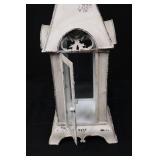 Church Lantern - Vintage White Metal Miniature with Glass Door and Distressed Finish Church Lantern - Vintage White Metal Miniature with Glass Door and Distressed Finish