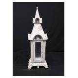 Church Lantern - Vintage White Metal Miniature with Glass Door and Distressed Finish Church Lantern - Vintage White Metal Miniature with Glass Door and Distressed Finish
