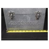 Garden Tools - Galvanized Toolbox with 2 Green-Handled Hand Trowels (Lot of 3) Garden Tools - Galvanized Toolbox with 2 Green-Handled Hand Trowels (Lot of 3)