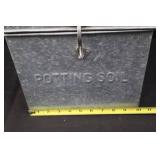 Potting Soil Box - Vintage Galvanized Steel with Watering Can & Seedling Pots Potting Soil Box - Vintage Galvanized Steel with Watering Can & Seedling Pots