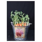 Galvanized Garden Tools Box - Seed Packet Bucket, Carrot Decor & Tiny Birdhouse Galvanized Garden Tools Box - Seed Packet Bucket, Carrot Decor & Tiny Birdhouse