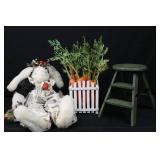 Plush Bunny Doll - Carrot Crate & Green Wooden Step Stool Plush Bunny Doll - Carrot Crate & Green Wooden Step Stool