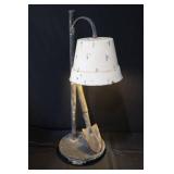 Desk Lamp with Shovel Accent - Vintage Industrial Cream Shade Desk Lamp with Shovel Accent - Vintage Industrial Cream Shade