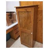 Oak Wood Storage Cabinet with Shelves 22x13x53 Inches