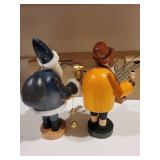 Set of 2 Erzgebirge German Wooden Smoking Manikins with Boxes