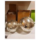 Holiday Decor Set with 2 Faux Topiary Trees and 2 Mercury Glass Globes