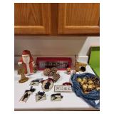Assorted Holiday Decor Collection with Lisa L. Santa, Nutcracker Placecard Holders, and Ornaments
