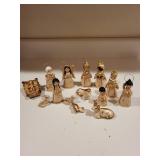 Vintage Ceramic Nativity Scene Figurine Set with Animals and Angels