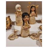 Vintage Ceramic Nativity Scene Figurine Set with Animals and Angels