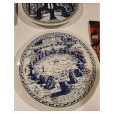 Set of 4 Danish Blue Christmas Collector Plates with Box, 1969-2000