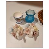 Assorted Decorative Collectibles and Jewelry Including Porcelain Miniatures and 1928 Brooch