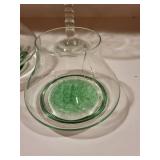 Set of 4 Art Glass Vessels and Decorative Etched Glass Compote