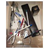 Mixed Lot of Office Supplies Including Calculators, Hole Punches, Stapler and More in Storage Drawer