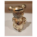 Lot of 2 Framed Horse Paintings, Silver-Colored Bear Bank, and Wood Magazine Holder