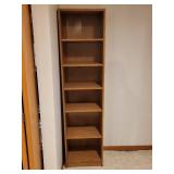 Tall 6-Shelf Oak Veneer Bookcase 18x12x72 Inches