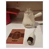 Ceramic Hot Chocolate Pot with Frother and Instructions