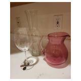 Collection of Glass Pitchers, Wine Glass, Carafe, and Wine Buckets