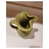 Green Glazed Italian Pottery Pitcher 8 Inch