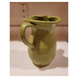 Green Glazed Italian Pottery Pitcher 8 Inch
