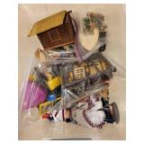 Large Collection of Dollhouse Figures and Accessories in Storage Bins