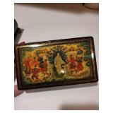 Set of 2 Russian Lacquer Hand Painted Decorative Boxes