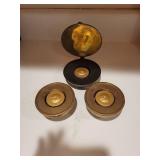 Set of 3 Swedish R&B Lotta Horn Brass Candle Holders with Case