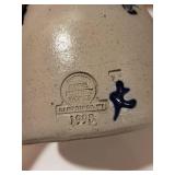 1998 Rowe Pottery Works Stoneware Candle Holder with Pine Tree Cutouts