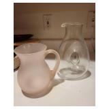 Set of 2 Glass Pitchers - Skruf Sweden Handcrafted and Frosted Glass