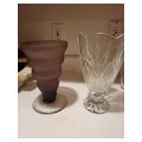 Set of 2 Decorative Vases - Vintage Cut Glass and BodaNova Frosted Glass