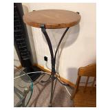 Round Wood Top Table with Black Metal Curved Legs - Accent Table