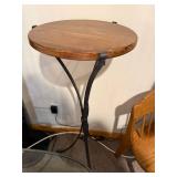 Round Wood Top Table with Black Metal Curved Legs - Accent Table