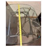 Glass-Top Coffee Table with Wrought Iron Curved Base