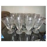 Clear Glass Goblets with Etched Floral Pattern - Set of 12