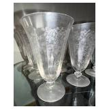 Clear Glass Goblets with Etched Floral Pattern - Set of 12