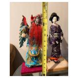 Peking Opera Mask Doll & Geisha Doll - Traditional Asian Figurines