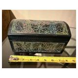Butterfly Pattern Jewelry Box - Black Wood Two-Compartment Keepsake Box