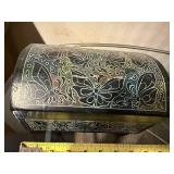 Butterfly Pattern Jewelry Box - Black Wood Two-Compartment Keepsake Box