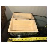 Butterfly Pattern Jewelry Box - Black Wood Two-Compartment Keepsake Box