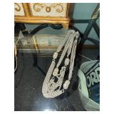 Circular Mosaic Inlay Pendant Necklace on Silver Chain - Includes Ornate Jewelry Box