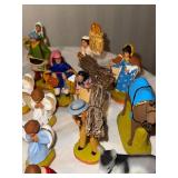 Aux Touque France Nativity Scene - Hand-Painted Ceramic Figures with Animals & Stone Oven