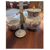 HAVILAND Limoges Floral Dinnerware Set - 8 Place Settings With Teapot, Sugar Bowl, and Serving Plates