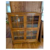 Vintage Oak 4-Door Glass-Front Display Cabinet / China Hutch