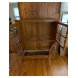 Vintage Oak 4-Door Glass-Front Display Cabinet / China Hutch
