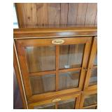 Vintage Oak 4-Door Glass-Front Display Cabinet / China Hutch