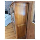 Vintage Oak 4-Door Glass-Front Display Cabinet / China Hutch