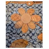 Coach Signature Canvas Handbag with Leather Flower Applique - Tan Trim