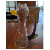 Kosta Boda Glass Pitcher Carafe - Purple Handle & Yellow Spout