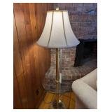 Brass Floor Lamp with Glass Table Shelf - Vintage Mid-Century Style